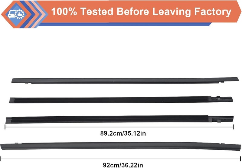 ZONFANT 4 Pcs Car Outer Door Window Moulding Trim Weatherstrip Seal Belt Compatible with Honda Vehicle Civic 4 Door Sedan 2016-2021, Replace#72450-TEA-T01 72410-TEA-T01 72950-TEA-T01 72910-TEA-T01 - Image 5